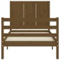 vidaXL Estructura cama y cabecero madera maciza marrón miel 100x200 cm