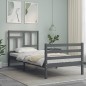 vidaXL Estructura de cama con cabecero madera maciza gris 90x200 cm vidaXL Estructura de cama con cabecero madera maciza gris 90x200 cm