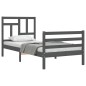 vidaXL Estructura de cama con cabecero madera maciza gris 90x200 cm vidaXL Estructura de cama con cabecero madera maciza gris 90x200 cm