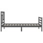vidaXL Estructura de cama con cabecero madera maciza gris 90x200 cm vidaXL Estructura de cama con cabecero madera maciza gris 90x200 cm