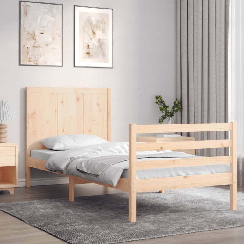 vidaXL Estructura de cama con cabecero madera maciza vidaXL Estructura de cama con cabecero madera maciza