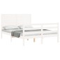 vidaXL Estructura cama de matrimonio con cabecero madera maciza blanco vidaXL Estructura cama de matrimonio con cabecero madera maciza blanco
