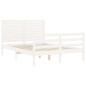 vidaXL Estructura cama de matrimonio con cabecero madera maciza blanco vidaXL Estructura cama de matrimonio con cabecero madera maciza blanco
