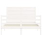 vidaXL Estructura cama de matrimonio con cabecero madera maciza blanco vidaXL Estructura cama de matrimonio con cabecero madera maciza blanco