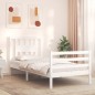 vidaXL Estructura de cama con cabecero madera maciza blanco 90x200 cm vidaXL Estructura de cama con cabecero madera maciza blanco 90x200 cm