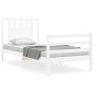 vidaXL Estructura de cama con cabecero madera maciza blanco 90x200 cm vidaXL Estructura de cama con cabecero madera maciza blanco 90x200 cm
