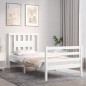 vidaXL Estructura de cama con cabecero madera maciza blanco 90x200 cm vidaXL Estructura de cama con cabecero madera maciza blanco 90x200 cm