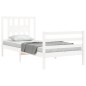 vidaXL Estructura de cama con cabecero madera maciza blanco 90x200 cm vidaXL Estructura de cama con cabecero madera maciza blanco 90x200 cm