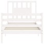 vidaXL Estructura de cama con cabecero madera maciza blanco 90x200 cm vidaXL Estructura de cama con cabecero madera maciza blanco 90x200 cm