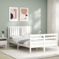 vidaXL Estructura cama de matrimonio con cabecero madera maciza blanco vidaXL Estructura cama de matrimonio con cabecero madera maciza blanco