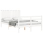 vidaXL Estructura cama de matrimonio con cabecero madera maciza blanco vidaXL Estructura cama de matrimonio con cabecero madera maciza blanco