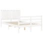 vidaXL Estructura cama de matrimonio con cabecero madera maciza blanco vidaXL Estructura cama de matrimonio con cabecero madera maciza blanco