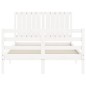 vidaXL Estructura cama de matrimonio con cabecero madera maciza blanco vidaXL Estructura cama de matrimonio con cabecero madera maciza blanco