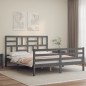 vidaXL Estructura de cama con cabecero madera maciza gris 160x200 cm vidaXL Estructura de cama con cabecero madera maciza gris 160x200 cm