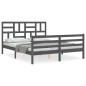 vidaXL Estructura de cama con cabecero madera maciza gris 160x200 cm vidaXL Estructura de cama con cabecero madera maciza gris 160x200 cm