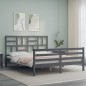 vidaXL Estructura de cama con cabecero madera maciza gris 160x200 cm vidaXL Estructura de cama con cabecero madera maciza gris 160x200 cm
