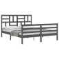 vidaXL Estructura de cama con cabecero madera maciza gris 160x200 cm vidaXL Estructura de cama con cabecero madera maciza gris 160x200 cm