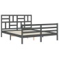 vidaXL Estructura de cama con cabecero madera maciza gris 160x200 cm vidaXL Estructura de cama con cabecero madera maciza gris 160x200 cm