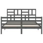 vidaXL Estructura de cama con cabecero madera maciza gris 160x200 cm vidaXL Estructura de cama con cabecero madera maciza gris 160x200 cm