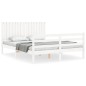 vidaXL Estructura de cama con cabecero madera maciza blanco 160x200 cm vidaXL Estructura de cama con cabecero madera maciza blanco 160x200 cm