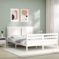 vidaXL Estructura de cama con cabecero madera maciza blanco 160x200 cm vidaXL Estructura de cama con cabecero madera maciza blanco 160x200 cm