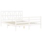 vidaXL Estructura de cama matrimonio con cabecero madera maciza blanco