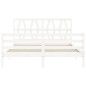 vidaXL Estructura de cama matrimonio con cabecero madera maciza blanco