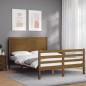 vidaXL Estructura cama y cabecero madera maciza marrón miel 140x200 cm vidaXL Estructura cama y cabecero madera maciza marrón miel 140x200 cm