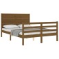 vidaXL Estructura cama y cabecero madera maciza marrón miel 140x200 cm vidaXL Estructura cama y cabecero madera maciza marrón miel 140x200 cm