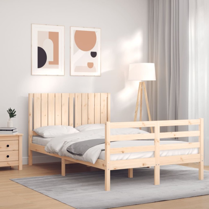 vidaXL Estructura de cama con cabecero madera maciza 120x200 cm vidaXL Estructura de cama con cabecero madera maciza 120x200 cm