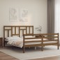 vidaXL Estructura de cama matrimonio con cabecero madera marrón miel vidaXL Estructura de cama matrimonio con cabecero madera marrón miel