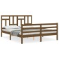 vidaXL Estructura de cama matrimonio con cabecero madera marrón miel vidaXL Estructura de cama matrimonio con cabecero madera marrón miel
