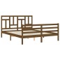 vidaXL Estructura de cama matrimonio con cabecero madera marrón miel vidaXL Estructura de cama matrimonio con cabecero madera marrón miel