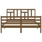 vidaXL Estructura de cama matrimonio con cabecero madera marrón miel vidaXL Estructura de cama matrimonio con cabecero madera marrón miel