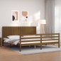 vidaXL Estructura cama y cabecero madera maciza marrón miel 200x200 cm
