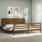 vidaXL Estructura cama y cabecero madera maciza marrón miel 200x200 cm