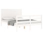 vidaXL Estructura cama de matrimonio con cabecero madera maciza blanco vidaXL Estructura cama de matrimonio con cabecero madera maciza blanco