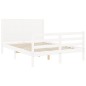 vidaXL Estructura cama de matrimonio con cabecero madera maciza blanco vidaXL Estructura cama de matrimonio con cabecero madera maciza blanco