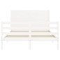 vidaXL Estructura cama de matrimonio con cabecero madera maciza blanco vidaXL Estructura cama de matrimonio con cabecero madera maciza blanco