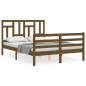 vidaXL Estructura de cama matrimonio con cabecero madera marrón miel vidaXL Estructura de cama matrimonio con cabecero madera marrón miel