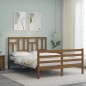 vidaXL Estructura de cama matrimonio con cabecero madera marrón miel vidaXL Estructura de cama matrimonio con cabecero madera marrón miel