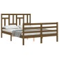 vidaXL Estructura de cama matrimonio con cabecero madera marrón miel vidaXL Estructura de cama matrimonio con cabecero madera marrón miel