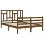 vidaXL Estructura de cama matrimonio con cabecero madera marrón miel vidaXL Estructura de cama matrimonio con cabecero madera marrón miel