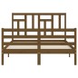 vidaXL Estructura de cama matrimonio con cabecero madera marrón miel vidaXL Estructura de cama matrimonio con cabecero madera marrón miel