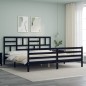 vidaXL Estructura de cama con cabecero madera maciza negro 200x200 cm vidaXL Estructura de cama con cabecero madera maciza negro 200x200 cm