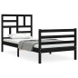 vidaXL Estructura de cama con cabecero madera maciza negro 100x200 cm vidaXL Estructura de cama con cabecero madera maciza negro 100x200 cm