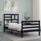 vidaXL Estructura de cama con cabecero madera maciza negro 100x200 cm vidaXL Estructura de cama con cabecero madera maciza negro 100x200 cm