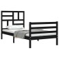 vidaXL Estructura de cama con cabecero madera maciza negro 100x200 cm vidaXL Estructura de cama con cabecero madera maciza negro 100x200 cm