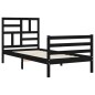 vidaXL Estructura de cama con cabecero madera maciza negro 100x200 cm vidaXL Estructura de cama con cabecero madera maciza negro 100x200 cm