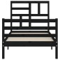 vidaXL Estructura de cama con cabecero madera maciza negro 100x200 cm vidaXL Estructura de cama con cabecero madera maciza negro 100x200 cm